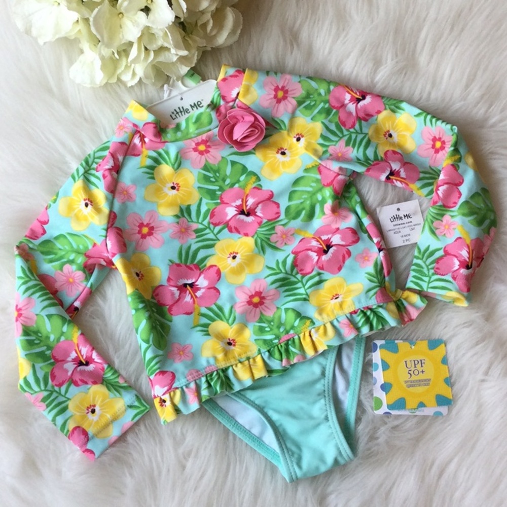 Little Me Tropical Rashguard Swimsuit 18mos